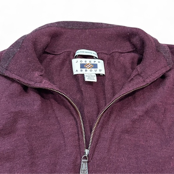 100% Extra Fine Merino Wool Sweater Men's Burgundy Zip-Up XL - Picture 3 of 8